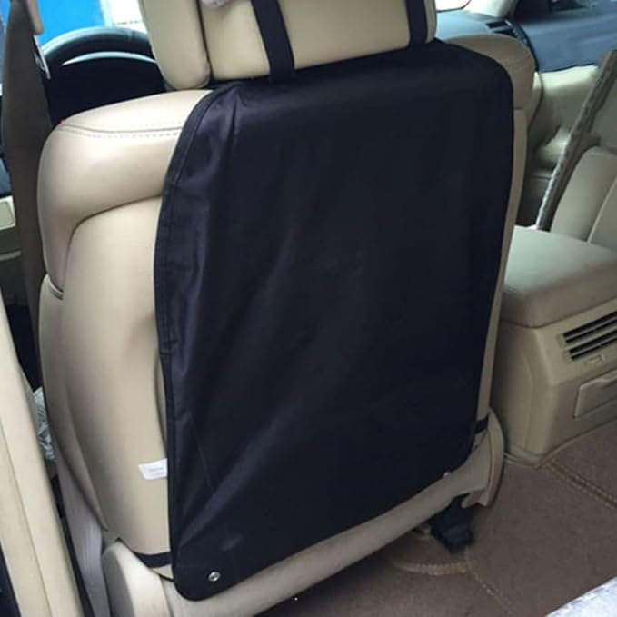 2pcs Kick Mats Backseat Protector Pad for Feet, Waterproof Oxford Fabric Anti-Scuff Vehicle Seat Back Covers, Black Travel Accessories