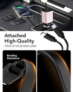 Retractable Car Charger Adapter for iPhone 17,4 in 1 Fast Charging Car Phone Charger,69W USB C Car Truck Accessories,Road Trip Essentials Gift for Men Women for iPhone 17 Pro Max/16/15/14/13/12,Galaxy