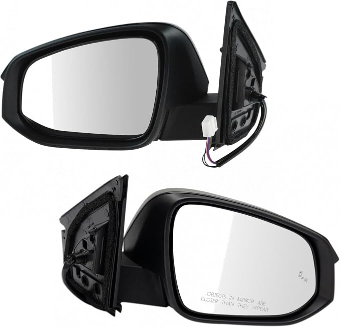 2 Piece Driver and Passenger Side Mirror Assembly Set Electric Adjustment Heated No Memory Black Compatible with 2015-2018 Toyota RAV4 TO1320343 TO1321343