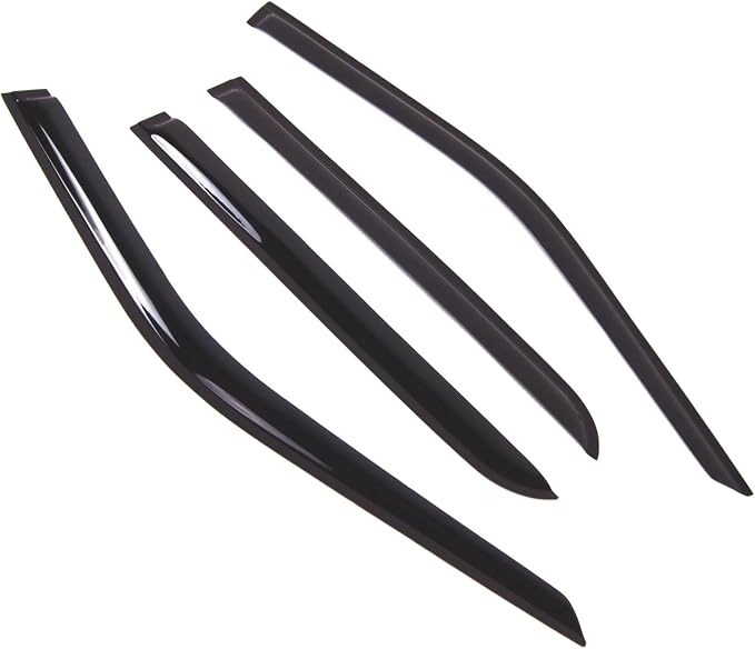 WD2-791 Dark Smoke 4 Pcs Set Window Visor (Outside Mount) Deflector Rain Guard Compatible with 2015-2016 Ford F-150 SuperCrew/Crew Cab