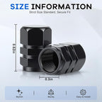 Car Tire Valve Stem Caps, 12pcs Air Caps Cover, Universal for Cars, SUVs, Bike, Trucks and Motorcycles-Black