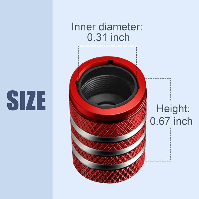 Tire Valve Stem Cap Cover - (12 Pack) Tire Air Cap Metal with Plastic Liner Corrosion Resistant Leak-Proof American Flag for Car Truck Motorcycle Bike Red