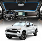 for Chevy Silverado 1500 Sun Shade Windshield Cover - Custom Fit Silverado 1500 Accessories 2019-2025 2026 Sunshade Foldable UV Protection & Heat Shield Sun Visor Accessories