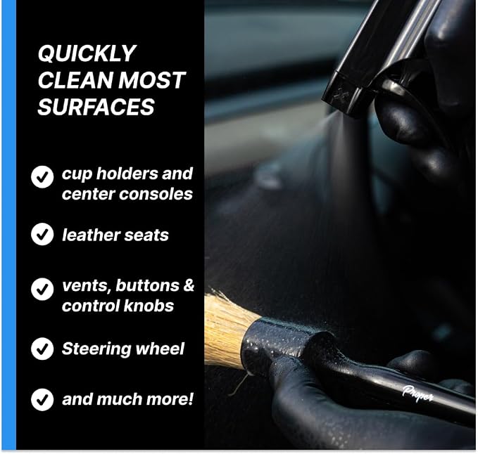 Professional Car Interior Cleaner for Fabric & Leather Seats, Dashboard, Headliner & Carpet - Deep Stain Remover Foam Spray for Auto Detailing - Tesla Seat Compatible