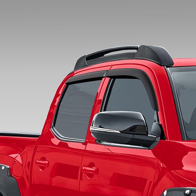 Voron Glass Tape-on Extra Durable Rain Guards for Toyota Tacoma 2016-2023 Double Cab, Window Deflectors, Vent Window Visors, 4 Pieces - 130185
