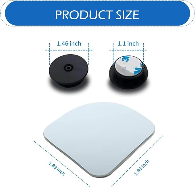 2 PCS Car Blind Spot Mirrors, HD Fan Shaped Glass Frameless Convex Rear View Mirrors, Stick on Adjustable Wide Angle Reverse Assist Mirror, Universal for Car SUV and Truck (Transparent)