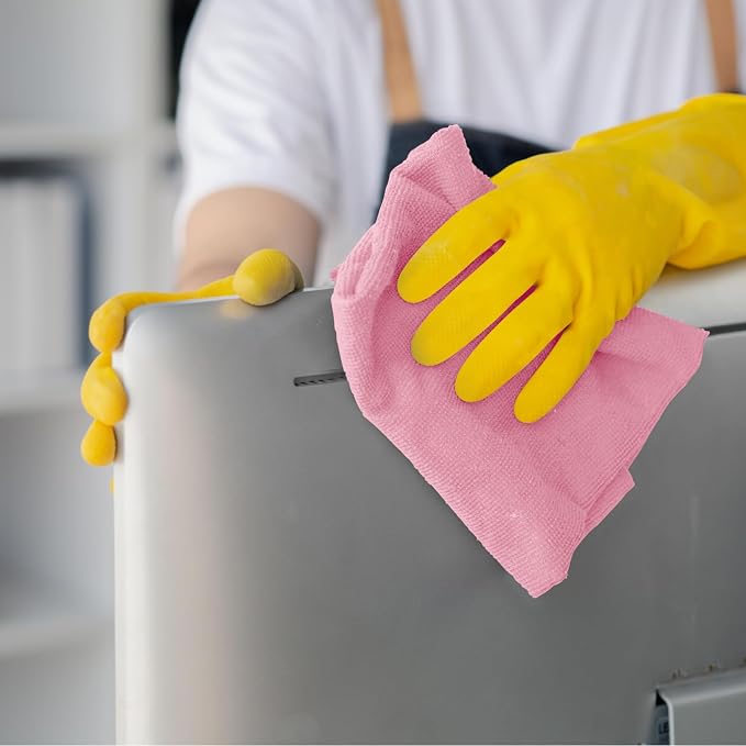 Microfiber Cleaning Cloths (Value Pack of 12) - Size 12 x 12 Inches, Highly Absorbent Cleaning Rags, Lint Free, Reusable and Washable, Microfiber Towels for Cars