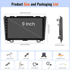 [4+64G] Android 15 Car Radio for Honda CRV 2007-2011, Car Stereo with Wireless Carplay Android Auto GPS Navigation WiFi 9 Inch Touchscreen WiFi Bluetooth FM/RDS Rear View Camera Microphone