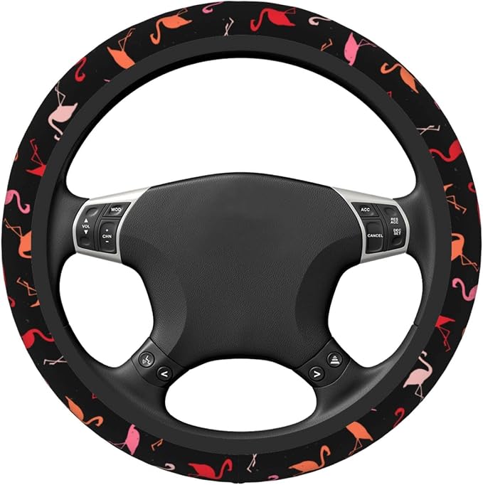 Colorful Flamingo Steering Wheel Cover Non-Slip Auto Steering Wheel Protector Car Accessories Universal Fit 15 Inches for Men Women
