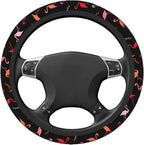 Colorful Flamingo Steering Wheel Cover Non-Slip Auto Steering Wheel Protector Car Accessories Universal Fit 15 Inches for Men Women