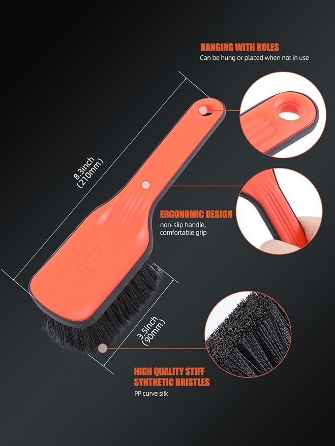 Tire Brush, Carpet Cleaning Brush, 2Pcs Wheel Brush, Carpet Cleaning Brush,Stiff Synthetic Bristles, Ergonomic Design Handle, Scrub Brush for Floor Mats,Car Wheel Hub Cleaning,Car Interior, Home