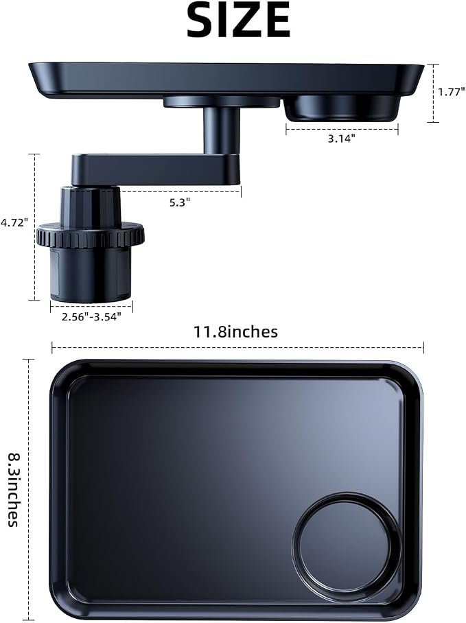 Tesla RV Semi Truck Car Cup Holder Tray Expander, Detachable 360 Rotating Car Food Tray Table for Eating Lunch Snack, Car Road Trip Essentials of Tesla Model 3 Y Accessories 2026 2025 2024