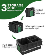 Trunk Organizer With Waterproof Bag, Collapsible Multi Compartment Storage for Car, SUV, Sedan, Truck - Non Slip Bottom, Aluminium Handle (Black, Large 66L)