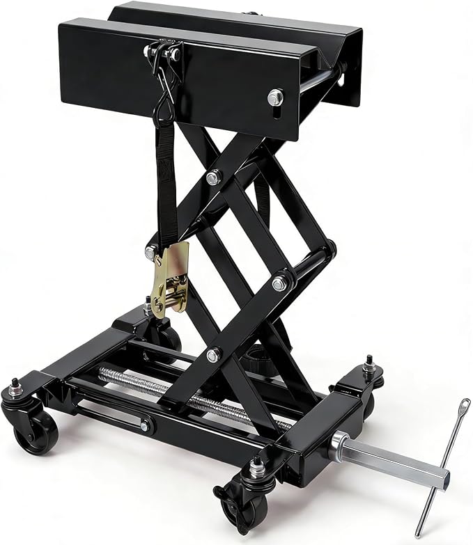 Low Profile Transmission Jack, 450 LBS Heavy Duty Alloy Steel Transmission Lift, 7-23 Inch Lifting Range with 2M Safety Straps & 4 Lockable Swivel Brake Wheels, Car Truck Repair Service Jack, Red