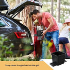 Car Trash Can with Stability Wings – Leakproof Portable Garbage Bin for Fabric & Rubber Mats – Compact Durable Plastic Auto Organizer for Cars, SUVs, Trucks (Black, Small)