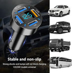 4-in-1 Car Charger 66W Super Fast Charging with USB 2.4A&QC 3.0(Voltmeter&LED Lights) Universal Quick Charge for 12-24V Car Cigarette Lighter Plug(Black-QC/2.4A)