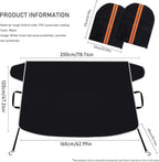 Snow Cover for Cars,Windshield Cover for ice and Snow and Ice Removal Sunshade,Frost Windshield Cover for Ice,2*Removal Side Mirror Protector,Wide Size 78"x47" inch,Black