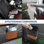 2PCS Car Trash Can with Lid, Press-Top Car Trash Bin with 30PCS Cars Trashs Bags, Small Automotive Dustbin Garbage Container Universal Fit Most Cars Office Home (2pcs-Brown)