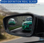 2PCS Blind Spot Mirror, Rear View Mirror Accessories, 2" Round HD Glass Convex 360° Wide Angle Rear View Mirror with ABS Housing, Adjustable Adhesive Side Rearview for Most Vehicles (Black)