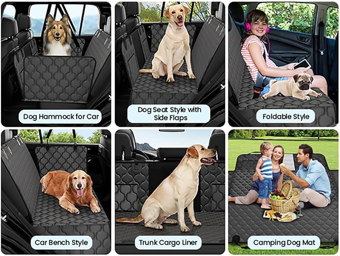 Dog Car Seat Cover for Back Seat - Hard Bottom Supports 400lbs, with Mesh Window & Non-Slip Bottom, for SUV & Truck (Black)