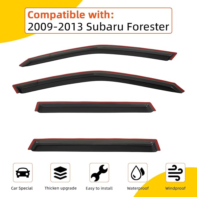 Rain Guards Compatible with 2009-2013 Forester Tape-On Side Window Visor Wind Deflector Vent Visors Car Accessories 4pcs