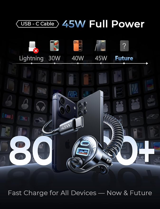 90W for iPhone 17 16 15 Pro Max Car Charger USB C Fast Charge,Super Fast for iPhone 17 16 Car Charger USB C Adapter for iPhone 17e 16 15 Pro Max Plus Air,Samsung Galaxy S26 Ultra, Android