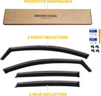 in-Channel Rain Guards for 2016-2025 Chevrolet (Chevy) Malibu, Window Visor Shields Vent Deflector Shade Wind Dark Smoke 2017 2018 2019 2020 2021 2022 2023 2024, Tape-On Outside-Mount, 4PCS