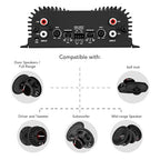 TS 400x4 2 Ohms Black Multichannel Stereo Amplifier 400 Watts Rms, 4 Channels, Full Range, Car Audio Digital 2 Bridged Channel, Crossover High/Low Pass, with RCA and Automatic High Level Input
