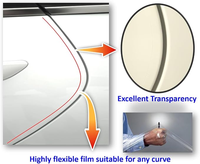 5doors(Pro) Customized Car Door Edge Protector Made with 3M Paint Protection Film Pro Series, Clear(Transparent), Anti Scratch, Universal Fit for Most Cars (Clear Pro 0.5inx36in/5strips)