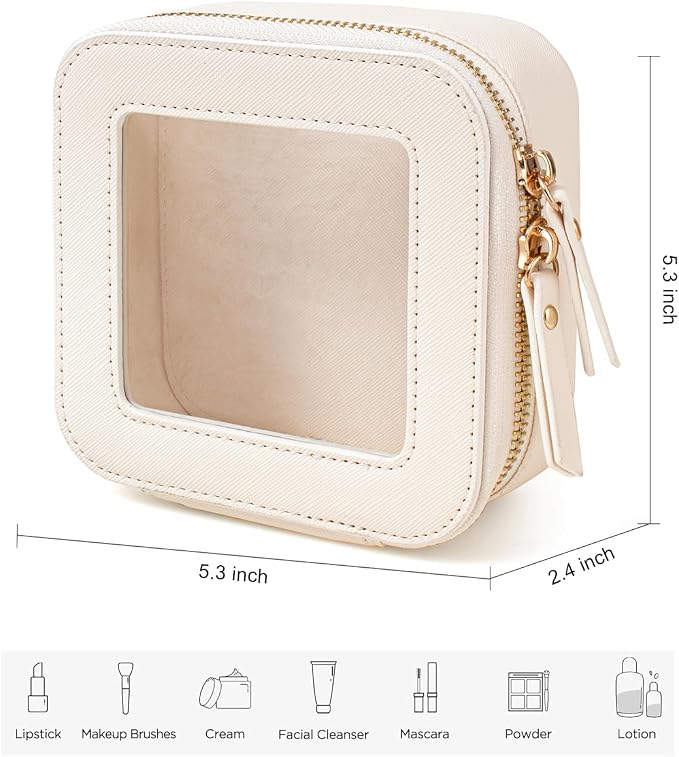 Travel Clear Makeup Bag Set, TSA Approved Cosmetic Bag Case with Zipper Portable Makeup Pouch Toiletry Bag Traveling Cosmetic Organizer Storage Bag Car Organizer Car Essentials