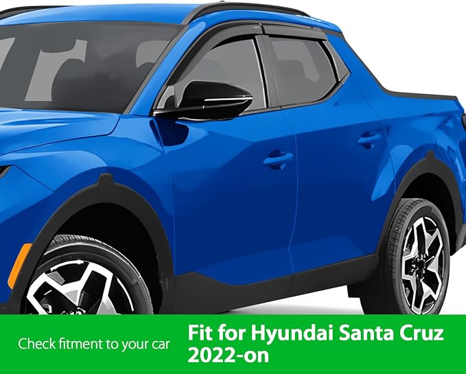 Goodyear Shatterproof Window Deflectors for Hyundai Santa Cruz 2022-2026, Tape-on Rain Guards, Window Visors, Vent Deflector Visor, Car Accessories, 4 pcs. - GY008709