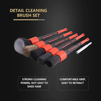 Car Detailing Brush Set, 5 Pack V2.0 Soft Boar Hair Auto Detail Brush Kit with Drill Adapter, for Automotive Interior Exterior Dashboard Engine Bay Seat Leather, Can be Used in Electric Drills