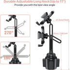 Universal Cup Phone Holder for Car, [Upgraded Version] Adjustable Long Neck Car Cup Holder Phone Mount Cradle Friendly Compatible with iPhone Samsung Google and All Smartphones, Pink