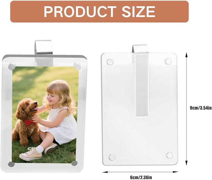 Car Picture Holder, Car Sun Visor Magnetic Picture Frame with Clips, Universal Personalized Car Visor Photo Clip Car Accessories