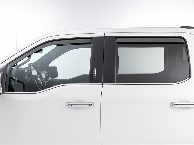 Custom Fit Side Window Deflectors for Ford F-150, F-150 Lightning, F-150 Raptor - (801025IM-81765IM), Dark Tint