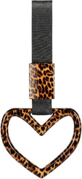 Leopard Heart Car Handle Strap Drift Charm Car Accessories for Women Cheetah Rear Bumper Warning Ring Decor for Auto Bus Subway Interior Exterior Decorations(Leopard, Heart Style)