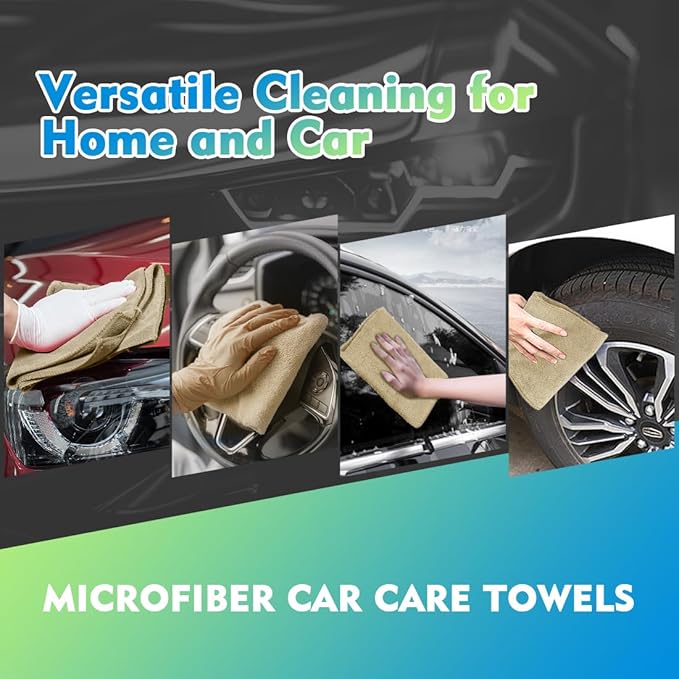Brown Microfiber Cleaning Cloth 6 Pack 12.5 x 12.5 inch Microfiber Towels for Cars Ultra Absorbent Car Washing Cloth Lint Free Streak Free Cleaning Rags for Car, Kitchen Window