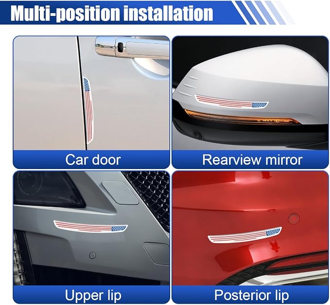 Craedli 6PCS Universal Car Door Edge Guards, Anti-Scratch Auto Bumper Body Protector Trim Guard Car Door Anti-Collision Strips, Self-Adhesive Auto Side Rearview Mirror Protector Sticker(Flag)