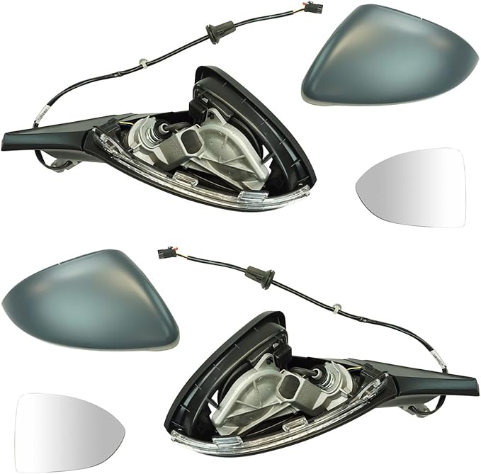 2 Piece Driver and Passenger Side Mirror Assembly Set Electric Adjustment Heated No Memory Gray Compatible with 2015-2018 Volkswagen GTI Golf Golf R 2016-2019 SportWagen VW1320154 VW1321154