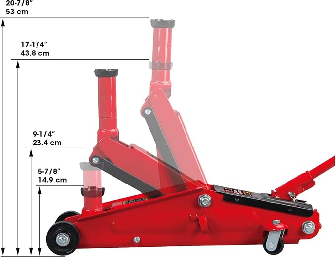 T83006 Torin Hydraulic Trolley Service/Floor Jack with Extra Saddle (Fits: SUVs and Extended Height Trucks): 3 Ton (6,000 lb) Capacity, Red