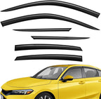 Extra Durable Window Deflectors Tape-On Window Visors Rain Guards Fit for Honda Civic 2022-2026 Hatchback, Sun Visors, Wind Vent for Shades, Exterior Car Accessories - 6pcs. AG0496