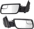 Driver & Passenger Side Power Heated Mirror Set Smooth Black Manual Fold Compatible with 2013-2019 Ford Flex FO1320444 FO1321444