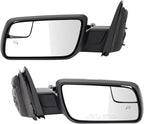 Driver & Passenger Side Power Heated Mirror Set Smooth Black Manual Fold Compatible with 2013-2019 Ford Flex FO1320444 FO1321444