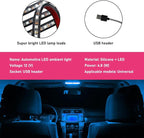 Car LED Strip Light, 24 LEDs RGB Neon Interior Atmosphere Lights, 12V Under Dash Ambient Night Light, USB Port Auto Interior Decorative Lamp, Universal Car Accessories (Ice Blue)