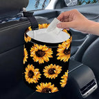 Portable Reusable Waterproof Car Trash Bin, Multipurpose Vehicle Organizer, Road Trip Essentials (sunflower2)