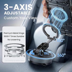 Magnetic Car Phone Mount, 2-in-1 Detachable Ring Stand for Desk & Dashboard, 360° Triple Axis Windshield Holder, N52 Strong Magnet, Universal Fit, Includes 2 Metal Plates,（Grey）