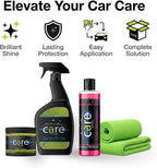 Care Car Wash Care Kit, Essential Car Cleaning Supplies, for Trucks, SUVs, and More, 5-Piece Set with Shampoo, Spray, Gel Wax, Microfiber Towels