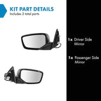 2 Piece Driver and Passenger Side Mirror Assembly Set Electric Adjustment Non-Heated No Memory Black Compatible with 2013-2017 Honda Accord HO1320272 HO1321272