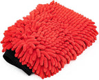 Premium Chenille Microfiber Knobby Wash Mitts - Perfect for Car Washing and Detailing; Scratch-Free, Lint-Free, Double-Sided, Plush, and Absorbent; Red (2-Pack)