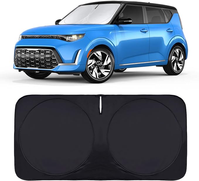 for Soul Windshield Sun Shade Window Sunshade Custom-fit 2020-2026 Kia Soul Wagon Windshield Cover Foldable Sun Visor Thicken 4-Layer Reflective Protector Block UV Rays Car Accessories